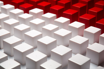 Abstract Pattern of Red and White Cubes.generative ai