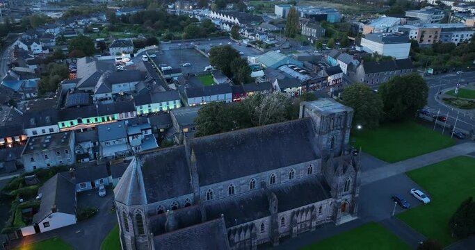 Catholic church against the backdrop of the old Irish city of Kilkenny