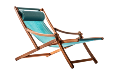 Folding Sling Chair Against Pure On a White or Clear Surface PNG Transparent Background.