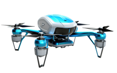 A Singular Image of a Futuristic Delivery Drone with High-Tech Features On a White or Clear Surface PNG Transparent Background.