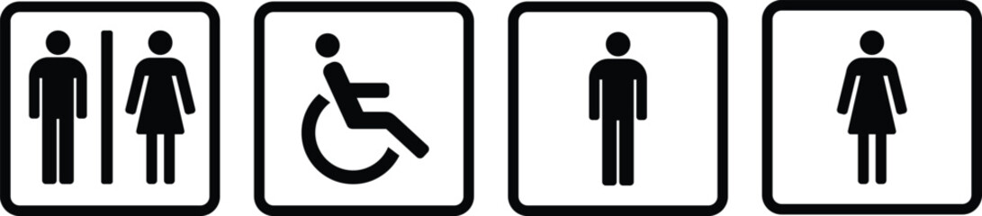 Toilet signs black collection, Vector Illustration