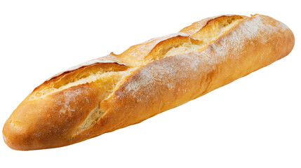 Freshly baked baguette - long French bread - isolated on transparent background - obrazy, fototapety, plakaty
