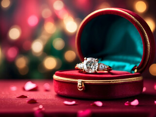 wedding rings in a box digital art for Valentine's Day, abstract romantic backdrop, Valentine's Day graphics, contemporary love concept