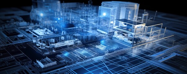 Obraz premium building blueprint plans and house model ,Generative AI