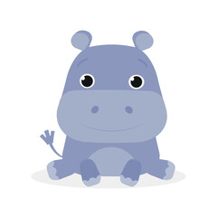 Vector hippo. Cute animal character. Minimal cartoon design. Sutable for apps and animation. 