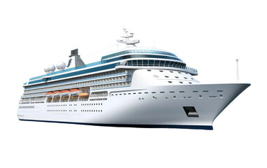 A Singular Image of a Luxury Cruise Ship with an Elegant Side Profile On a White or Clear Surface PNG Transparent Background.