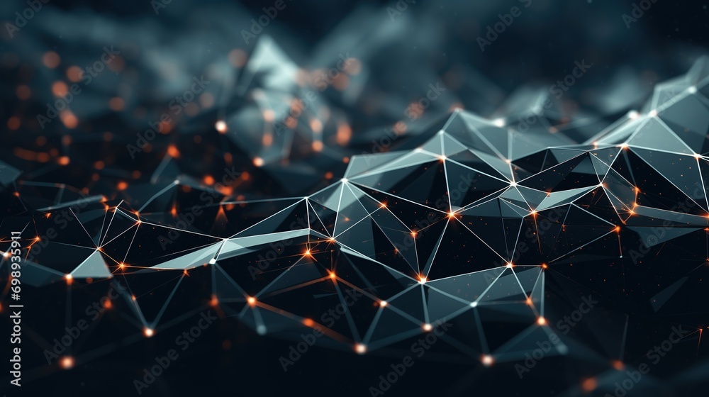 Wall mural abstract polygonal space low poly dark background with connecting dots and lines
