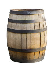 Old wooden barrel, front view  - isolated on transparent background