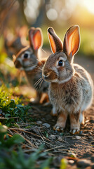 Fototapeta premium cute easter rabbits in the grass