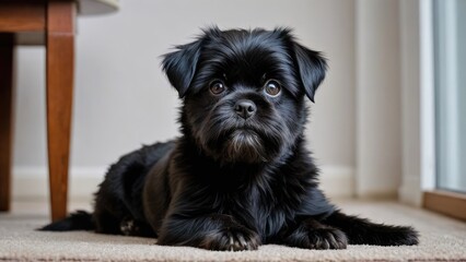 Affenpinscher dog laying on the floor indoor