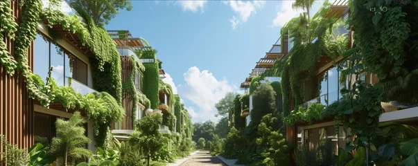 Abwaschbare Fototapete Paris housing sustainability ,net zero carbon negative forest nature Biodiversity Diversity ,Generative AI