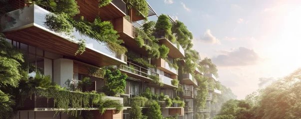 Tuinposter Parijs housing sustainability ,net zero carbon negative forest nature Biodiversity Diversity ,Generative AI