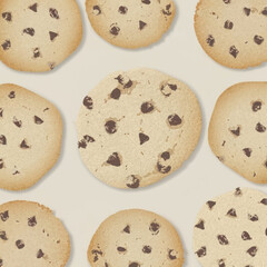 seamless pattern of cookies and chocolate crumbs