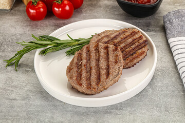 Grilled two beef burger cutlet