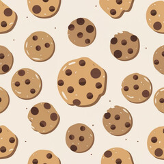 seamless pattern of cookies and chocolate crumbs