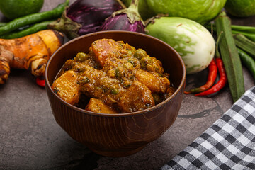Indian traditional cuisine Aloo mutter - obrazy, fototapety, plakaty