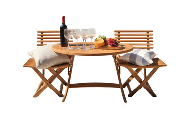 A Picnic Wine and Snack Table Set with Holder for Outdoor Indulgence On a White or Clear Surface PNG Transparent Background.