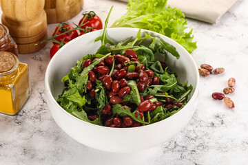 Red canned beans with arugula