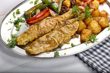 Roasted shark steak with garnish