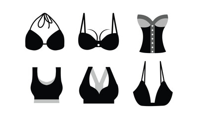 Brassieres and bras detailed silhouettes or vector set , vector image