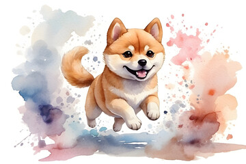 Shiba Inu Water color Generative AI