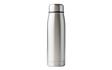 Stainless Steel Thermos On a White or Clear Surface PNG Transparent Background.