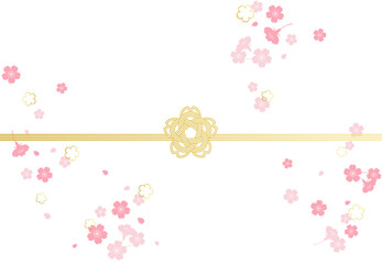 桜と水引飾りの背景イラスト素材 ベクター のし紙 入学 入園 卒業 祝い