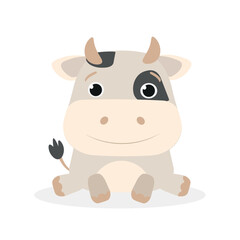 Obraz na płótnie Canvas Vector cow. Cute animal character. Minimal cartoon design. Sutable for apps and animation. 
