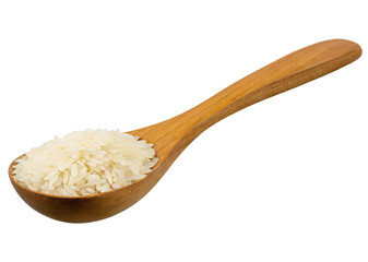 Fototapeta na wymiar Wooden spoon with long rice - isolated on transparent background