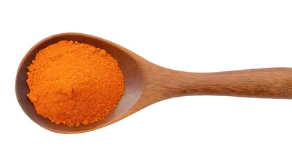 Wooden spoon with paprika - isolated on transparent background
