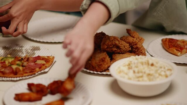 Close up of foods and dinks for celebrate the party with friends. Happy and joyful in holiday weekend and festival.