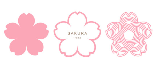 桜のイラストフレーム ベクター 素材 春 白背景 シンプル
