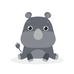 Vector rhino. Cute animal character. Minimal cartoon design. Sutable for apps and animation. 