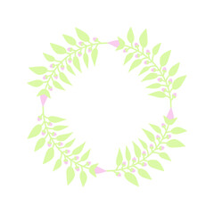 Easter circle frame, wreath with branches. Vector illustration.