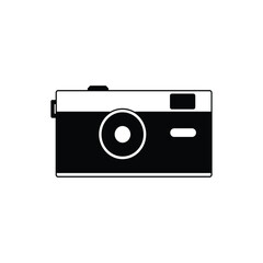 Simple camera icon black and white color silhouette flat style