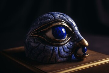 Egyptian eye of Horus in lapis lazuli. Generative AI - obrazy, fototapety, plakaty