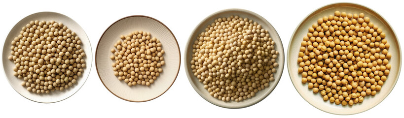 A plate filled with soyabeans, top view