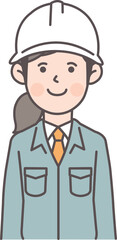 笑顔の建設作業員の女性の上半身イラスト