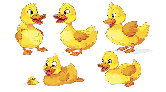 Ducklings Set Cartoon