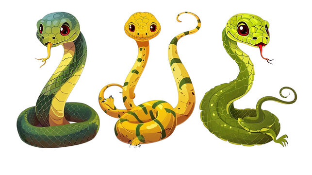 Snakes Cartoon Set 