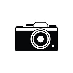 Simple camera icon black and white color silhouette flat style