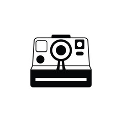 Simple camera icon black and white color silhouette flat style