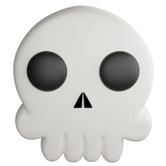 Cute skull clipart flat design icon isolated on transparent background, 3D render Halloween concept