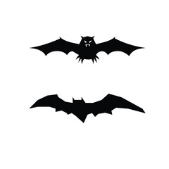 Halloween bat, Flying Bat, Bat Silhouette, flying bat silhouette. flock of bats. Halloween vector illustration, Scary bats silhouette, Bat vector, Bats icon, Halloween Bats holiday design elements.