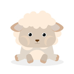 Vector sheep. Cute animal character. Minimal cartoon design. Sutable for apps and animation. 