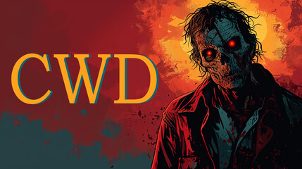 CVD disease, zombie monster dead. Scary illustration