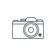 Simple camera icon line art black color flat style