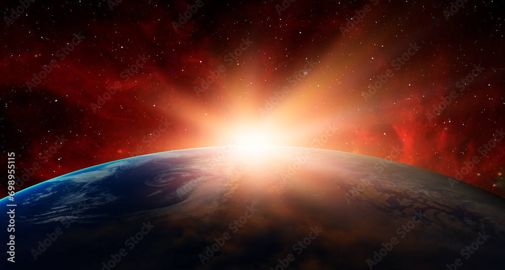 Poster planet earth with a spectacular sunset 
