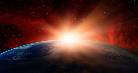 Planet Earth with a spectacular sunset 
