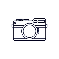 Simple camera icon line art black color flat style